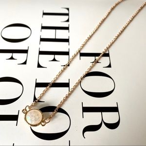 Gold Glitter Round Necklace Link Chain “Opal Style” Minimalist